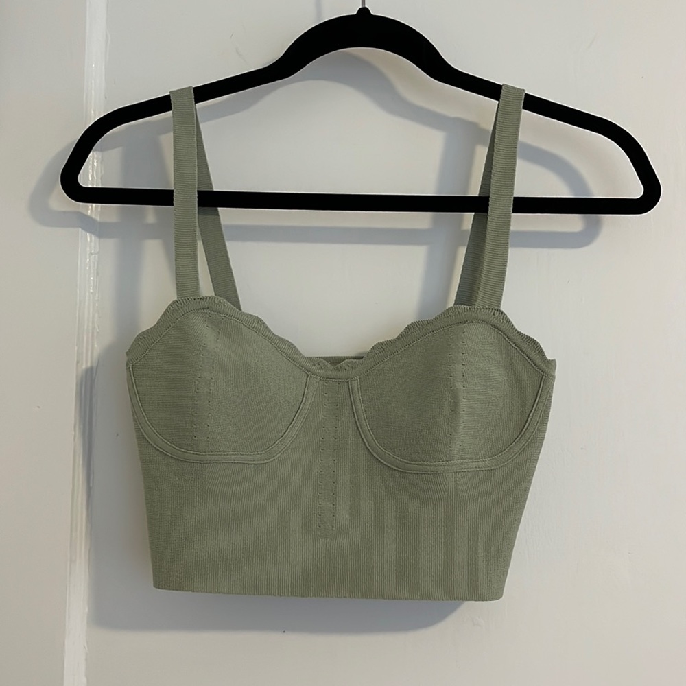 Sage Knit Bustier/Corset Crop Top